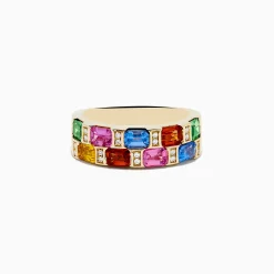Effy Jewelry 14K Yellow Gold Multi Sapphire and Diamond Ring | Rings