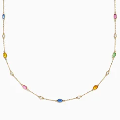 Effy Jewelry 14K Yellow Gold Multi Sapphire and Diamond Station Necklace | Necklaces & Pendants