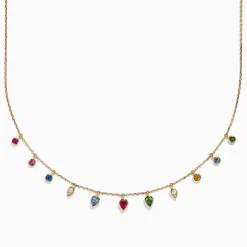 Effy Jewelry 14K Yellow Gold Multi Sapphire Diamond Rain Drop Station Necklace | Necklaces & Pendants