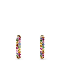 Effy Jewelry 14K Yellow Gold Multi Sapphire and Tsavorite Hoop Earrings, 1.81 TCW | Earrings