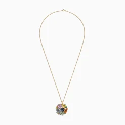 Effy Jewelry 14K Yellow Gold Multi Sapphire and Tsavorite Floral Pendant, 7.53 TCW | Necklaces & Pendants
