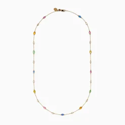 Effy Jewelry 14K Yellow Gold Multi Sapphire and Diamond Station Necklace | Necklaces & Pendants