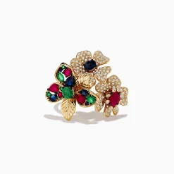 Effy Jewelry 14K Yellow Gold Multi Stone Flower Ring | Rings
