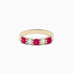 Effy Jewelry 14K Yellow Gold Natural Ruby and Diamond Band, 1.08 TCW | Rings