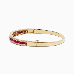 Effy Jewelry 14K Yellow Gold Natural Ruby and Diamond Bangle, 3.60 TCW | Bracelets
