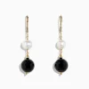 Effy Jewelry 14K Yellow Gold Onyx and Cultured Fresh Water Pearl Drop Earrings, 14.50 TCW | Earrings