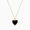 BH Multi 14K Yellow Gold Onyx and Diamond Heart Pendant | Necklaces & Pendants