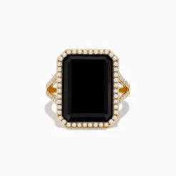 Effy Jewelry 14K Yellow Gold Onyx and Diamond Ring | Rings