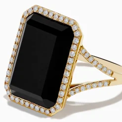 Effy Jewelry 14K Yellow Gold Onyx and Diamond Ring | Rings