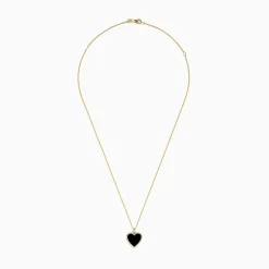 BH Multi 14K Yellow Gold Onyx and Diamond Heart Pendant | Necklaces & Pendants