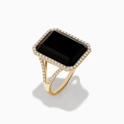 Effy Jewelry 14K Yellow Gold Onyx and Diamond Ring | Rings