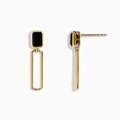 Effy Jewelry 14K Yellow Gold Onyx Paperclip Drop Earrings | Earrings