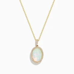 Effy Jewelry 14K Yellow Gold Opal and Diamond Pendant | Necklaces & Pendants