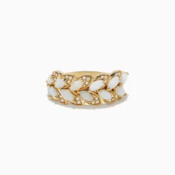 Effy Jewelry 14K Yellow Gold Opal and Diamond Petal Motif Ring | Rings