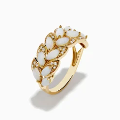 Effy Jewelry 14K Yellow Gold Opal and Diamond Petal Motif Ring | Rings