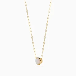 Effy Jewelry 14K Yellow Gold Opal Bezel Paperclip Chain Pendant | Necklaces & Pendants