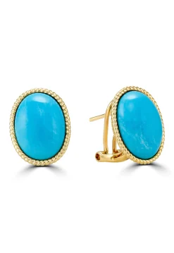 Effy Jewelry 14K Yellow Gold Oval Turquoise Earrings, 13.40 TCW | Earrings
