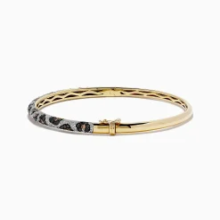 BH Multi 14K Yellow Gold Panther Spot Black, Espresso and White Diamond Bangle, 1.48 TCW | Bracelets