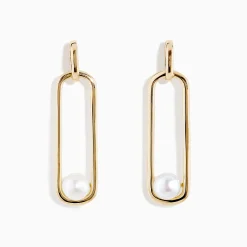 Richline Group 14K Yellow Gold Paperclip Cultured Freshwater Pearl Earrings | Earrings