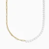 BH Multi 14K Yellow Gold Paperclip Cultured Fresh Water Pearl Necklace | Necklaces & Pendants