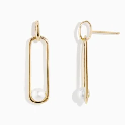 Richline Group 14K Yellow Gold Paperclip Cultured Freshwater Pearl Earrings | Earrings