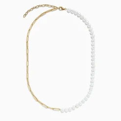 BH Multi 14K Yellow Gold Paperclip Cultured Fresh Water Pearl Necklace | Necklaces & Pendants