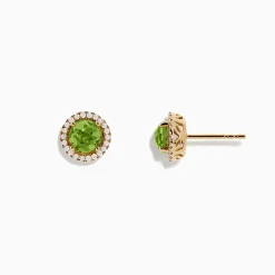 BH Multi 14k Yellow Gold Peridot and Diamond Stud Earrings, 2.21 TCW | Earrings