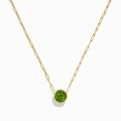 Effy Jewelry 14K Yellow Gold Peridot Bezel Pendant with Paperclip Chain | Necklaces & Pendants