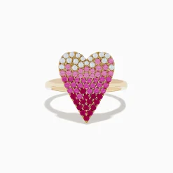 Effy Jewelry 14K Yellow Gold Pink Sapphire u0026 Diamond Heart Ring | Rings