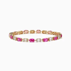 Effy Jewelry 14K Yellow Gold Pink Sapphire and Diamond Tennis Bracelet | Bracelets