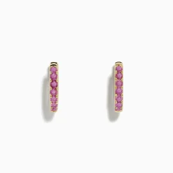 Effy Jewelry 14k Yellow Gold Pink Sapphire Huggie Earrings | Earrings