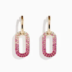 Effy Jewelry 14K Yellow Gold Pink Sapphire and Diamond Earrings | Earrings