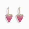 Effy Jewelry 14K Yellow Gold Pink Sapphire and Diamond Heart Earrings | Earrings