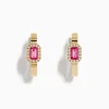 Effy Jewelry 14K Yellow Gold Pink Sapphire and Diamond Hoop Earrings | Earrings