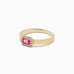 Effy Jewelry 14K Yellow Gold Pink Sapphire and Diamond Ring | Rings
