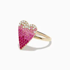 Effy Jewelry 14K Yellow Gold Pink Sapphire u0026 Diamond Heart Ring | Rings