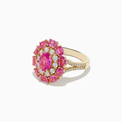 Effy Jewelry 14K Yellow Gold Pink Sapphire and Diamond Ring | Rings