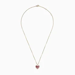 Effy Jewelry 14K Yellow Gold Pink Sapphire, Ruby and Diamond Heart Pendant | Necklaces & Pendants