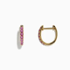 Effy Jewelry 14k Yellow Gold Pink Sapphire Huggie Earrings | Earrings
