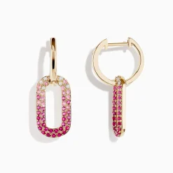 Effy Jewelry 14K Yellow Gold Pink Sapphire and Diamond Earrings | Earrings