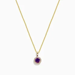 BH Multi 14K Yellow Gold Purple Amethyst and Diamond Pendant, 0.61 TCW | Necklaces & Pendants