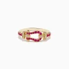 Effy Jewelry 14K Yellow Gold Ruby and Diamond Horseshoe Ring | Rings