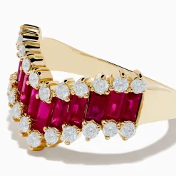 Effy Jewelry 14K Yellow Gold Ruby and Diamond Chevron Ring | Rings