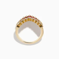 Effy Jewelry 14K Yellow Gold Ruby and Diamond Chevron Ring | Rings