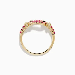Effy Jewelry 14K Yellow Gold Ruby and Diamond Horseshoe Ring | Rings