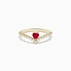 Effy Jewelry 14K Yellow Gold Ruby Heart and Diamond Contoured Ring | Rings