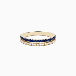 Effy Jewelry 14K Yellow Gold Sapphire and Diamond Stacked Band Ring | Rings