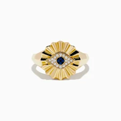 Effy Jewelry 14K Yellow Gold Sapphire and Diamond Evil Eye Ring | Rings