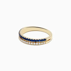 Effy Jewelry 14K Yellow Gold Sapphire and Diamond Stacked Band Ring | Rings