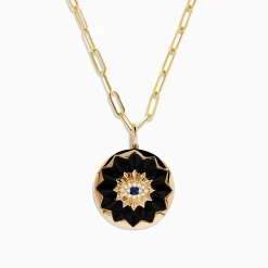 Effy Jewelry 14K Yellow Gold Sapphire, Onyx and Diamond Evil Eye Pendant | Necklaces & Pendants